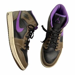 Air Jordan 1 Mid Men's Purple Mocha Wild Berry Black DQ8426-215 Retro size 11.5